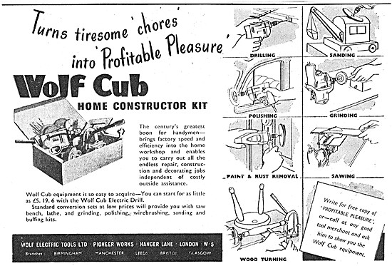 Wolf Electric Tools Home Constructor Kit 1953 Advert             