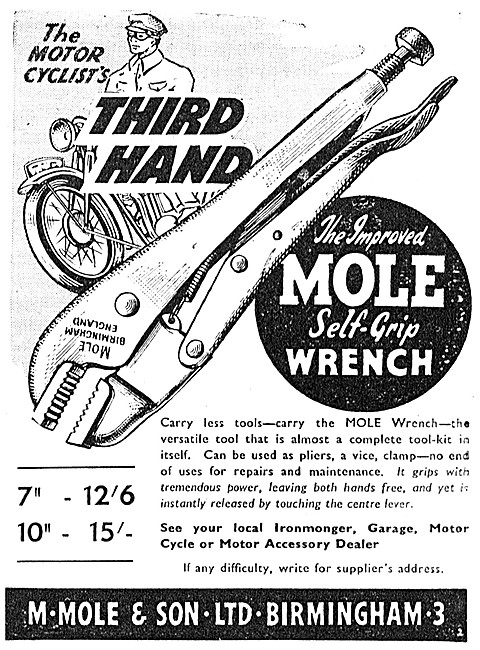 1953 Mole Self-Grip Wrench - Mole Grips Advert                   