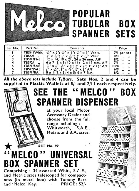 Melco Tool Sets - Melco Universal Box Spanner Set                