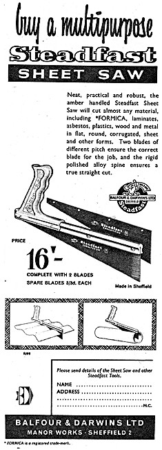 Balfour & Darwins Steadfast Sheet Saw                            