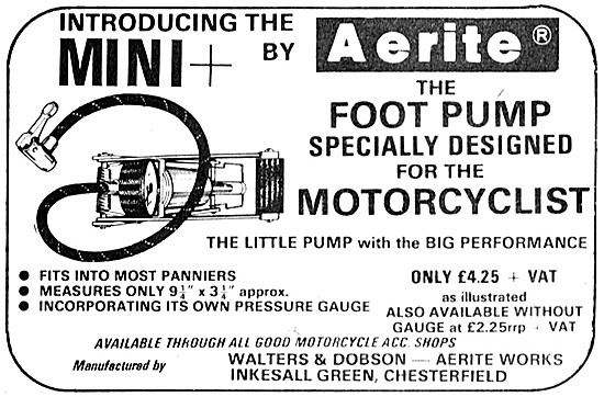 Walters & Dobson Aerite Motorcyclists Footpump                   