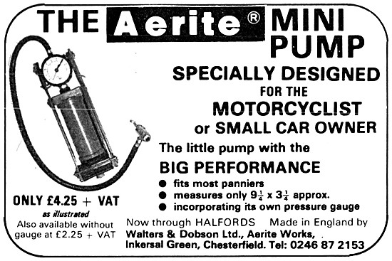 Walters & Dobson Aerite Motorcyclists Mini Pump                  