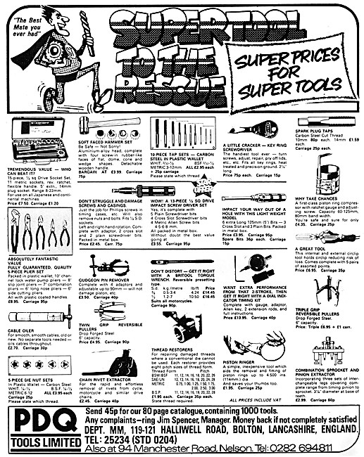 PDQ Tools Motor Cycle Maintenance Tools                          