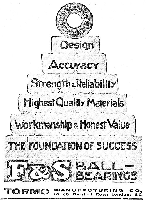 Tormo F.&.S.Ball Bearings 1914 Advert                            