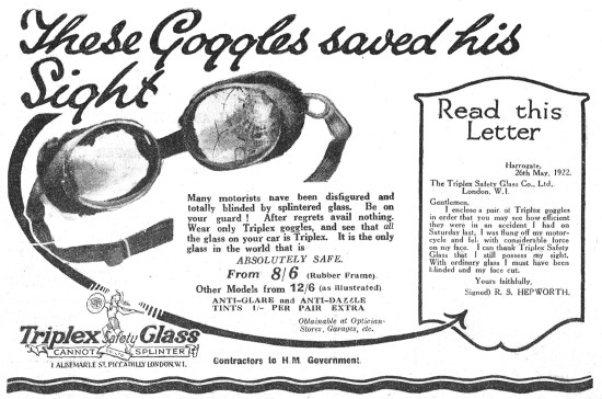1923 Triplex Safety Goggles                                      