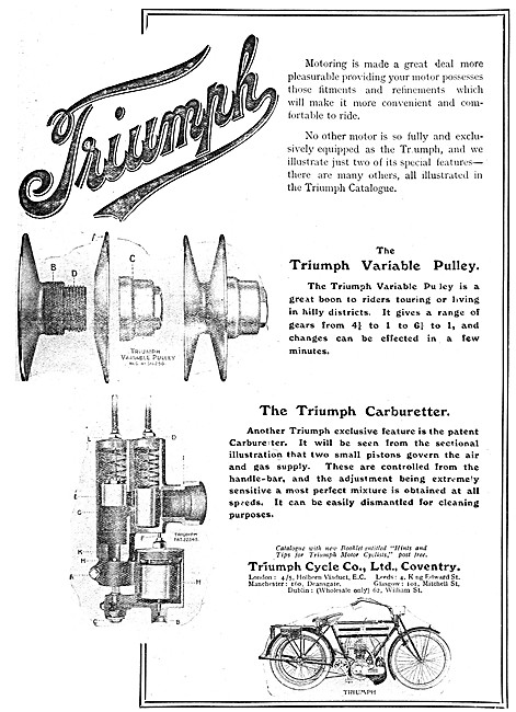 Triumph Motor Cycle - Triumph Variable Gear - Triumph Carburetter