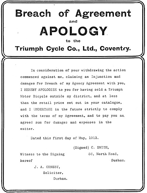 Triumph Motor Cycles 1913                                        