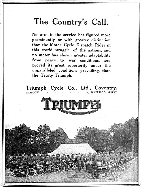 WW1 Triumph Military Motor Cycles 1915                           