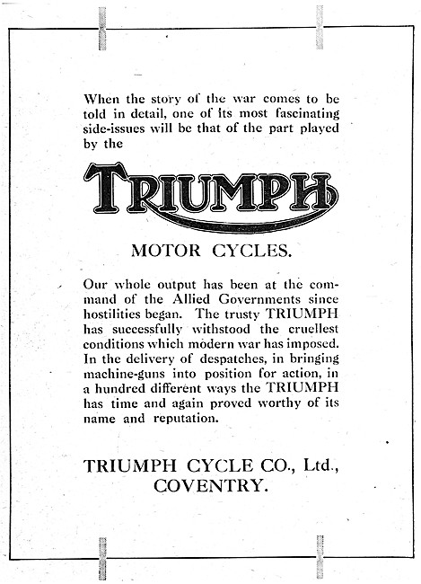 1918 Triumph Motor Cycles                                        