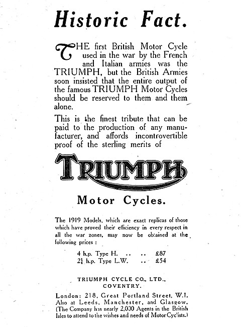 Triumph 4 hp Type H Motor Cycle                                  