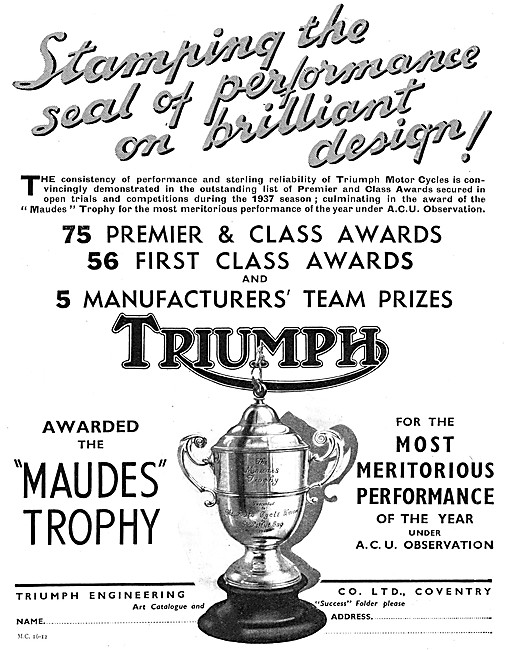1937 Award Winning Triumph Motor Cycles                          