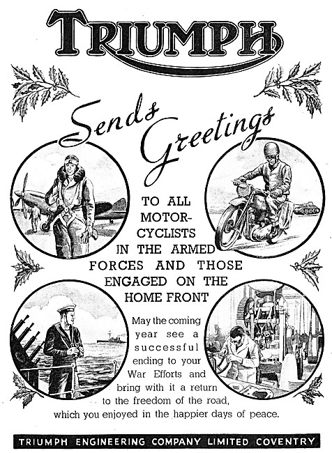 Triumph Motor Cycles Seasons Greetings 1943                      
