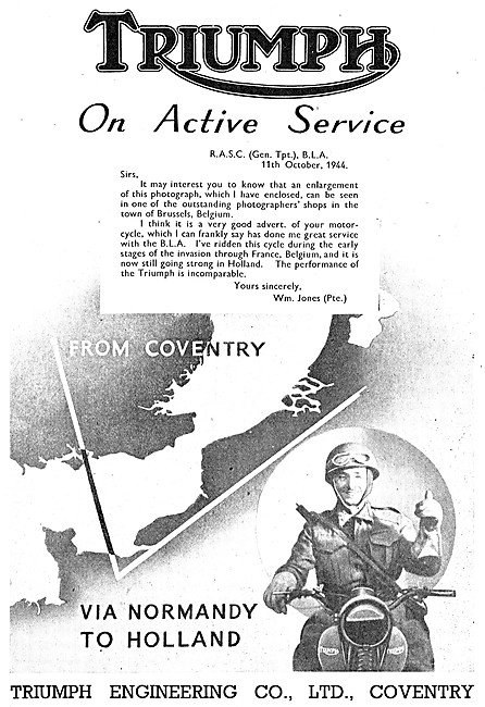 Triumph  Motor Cycles On Active Service 1944                     
