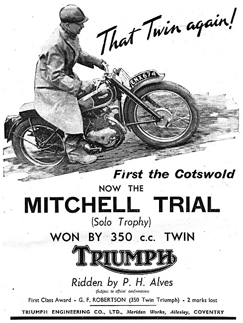 Triumph 350 cc Twin Cotswold Cup Winner                          