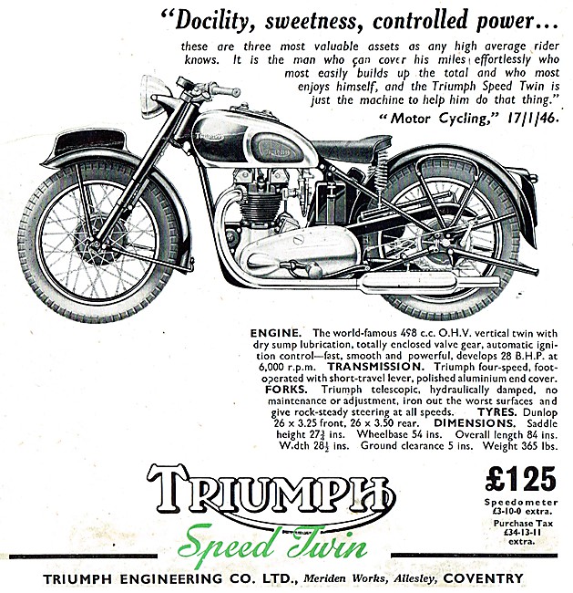 1946 Triumph Speed Twin 500 cc                                   