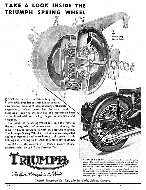 Triumph Spring Wheel - Triumph Sprung Hub 1946                   