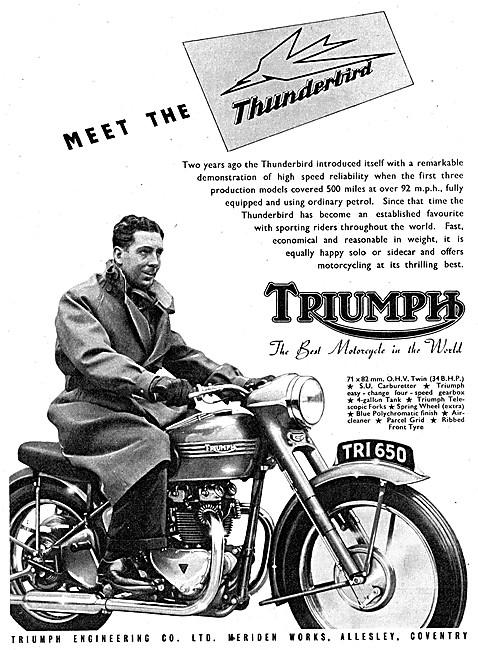 1952 Triumph Thunderbird 650cc                                   