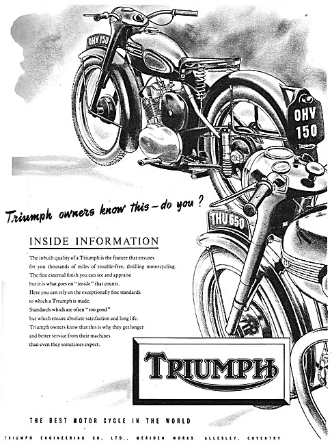 1953 Triumph 150cc  Cub Terrier - Triumph Thunderbird 650cc      