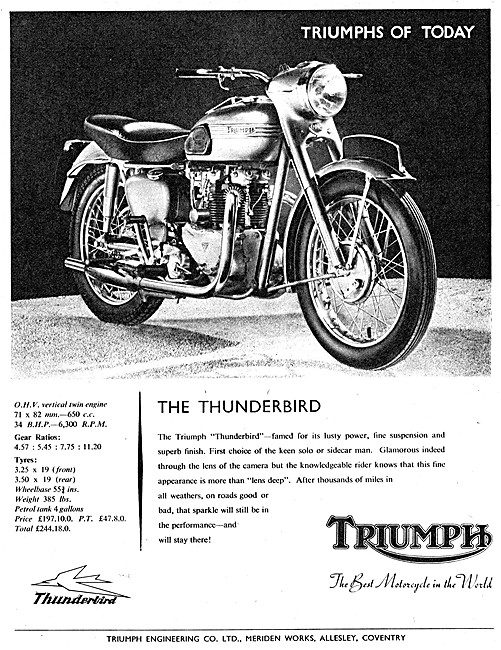 1956 Triumph Thunderbird 650 cc                                  