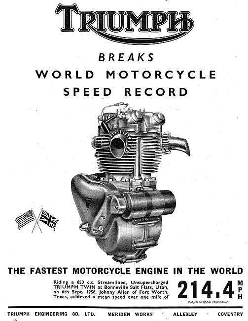 Johnny Allen Triumph 650 cc Speed Record                         