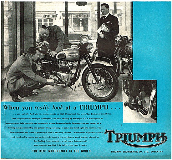 1957 Triumph Vertical Twin Motor Cycles Advert                   
