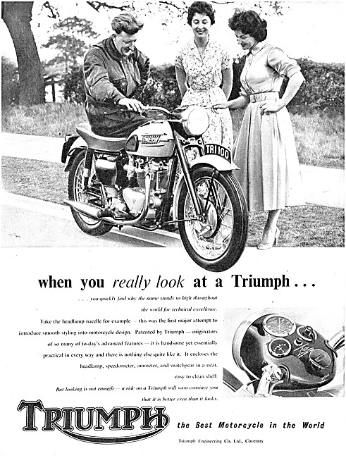 1957 Triumph Twin Cylinder Motorcycles Advert - Triumph Trophy   