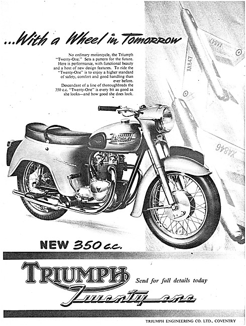 1957 Triumph T21 - Triumph Twenty-One 350 Advert                 
