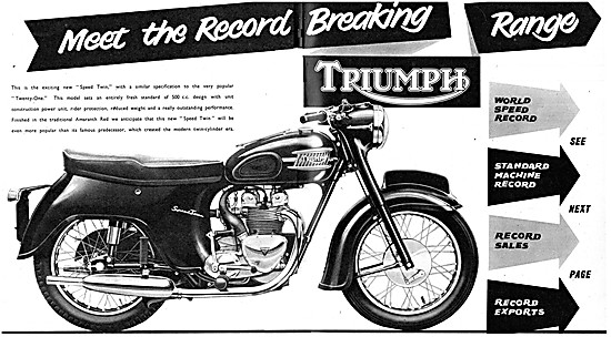 Triumph Speed Twin 500 cc Motor Cycle 1958 Advert                