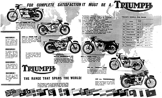 The 1958 Range Of Triumph Motor Cycles                           