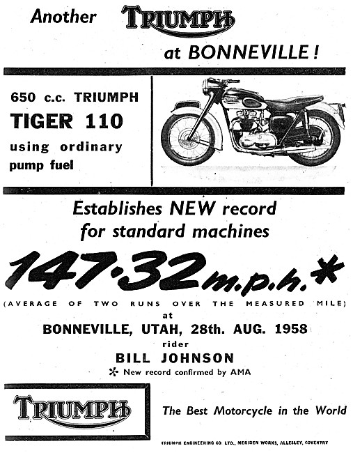 1958 Triumph T110 650 cc                                         