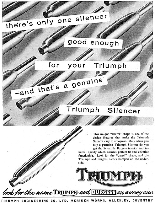 Triumph Motor Cycles Use Burgess Silencers                       