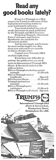 Triumph BSA Parts Manuals 1973 Editions                          