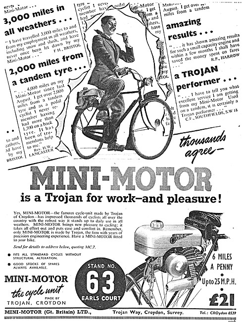 Trojan Mini-Motor Motorised Cyclewheel 1951                      