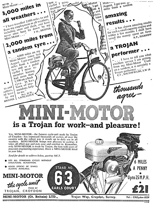 Trojan Mini-Motor Motorised Cyclewheel 1951                      