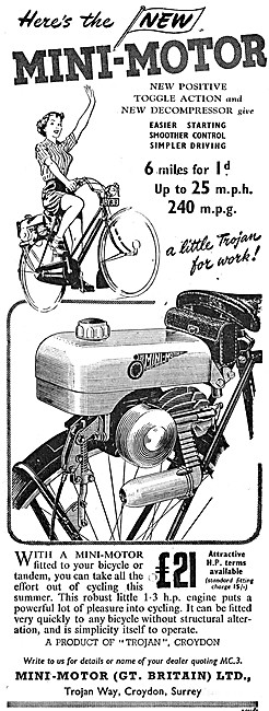 Trojan Mini-Motor Motorised Cyclewheel 1953                      