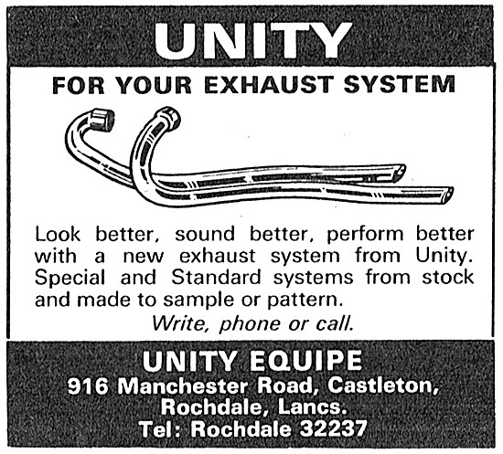 Unity Equipe Motor Cycle Exhaust Systems                         