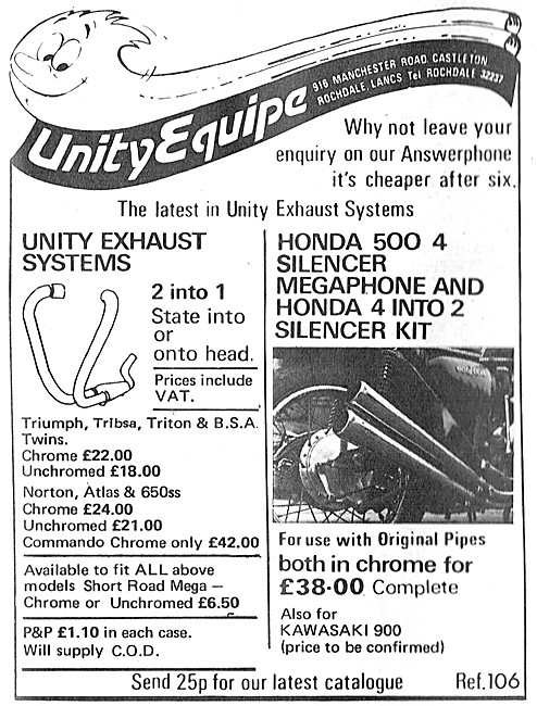 Unity Equipe Motorcycle Parts                                    