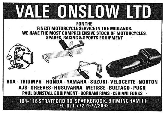 Vale Onslow Motorcycle Sports Equipment                          
