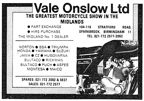 Vale Onslow Motorcycle Sales & Parts Stockists                   