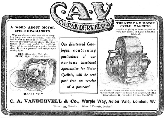 Vandervell Electrical Accessories - CAV Magnetos - CAV Headlamps 