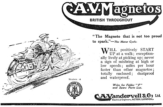 Vandervell Magnetos 1917 Advert                                  
