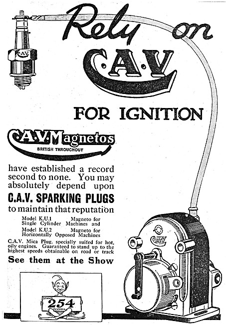 Vandervell Magnetos & Spark Plugs 1920 Advert                    