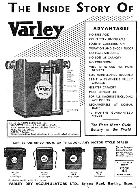 Varley Dry-Accumulators - Varley Motor Cycle Batteries           