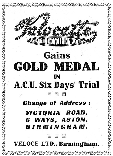 1920 Velocette Motor Cycles Advert                               