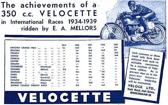 1943 Velocette Motor Cycles Advert                               
