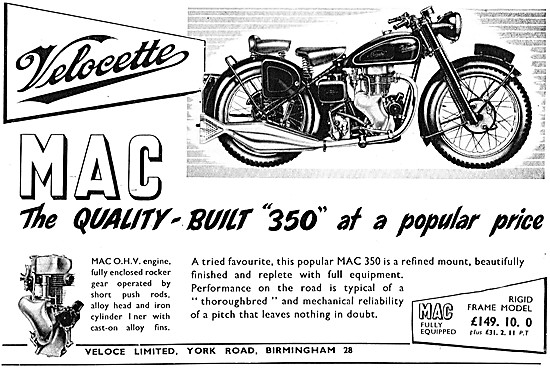 1954 Velocette MAC 350 cc                                        