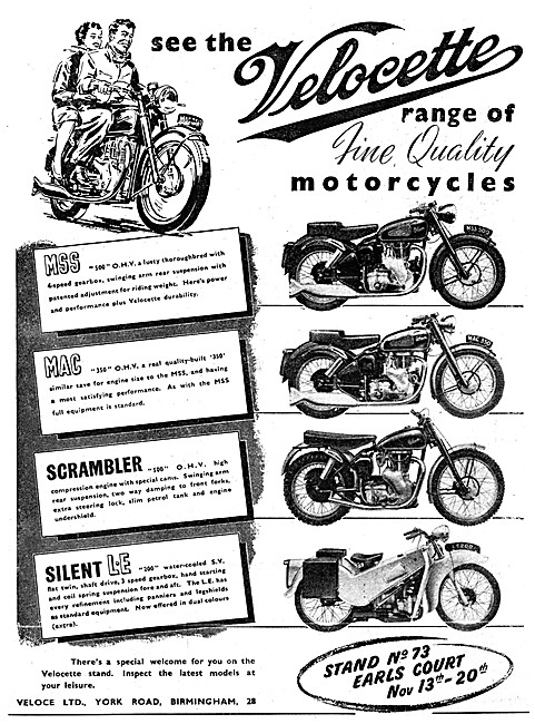 The Velocette Motor Cycle Model Range 1954 - Velocette MAC       