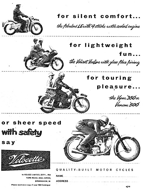 Velocette Motor Cycle Models 1959                                