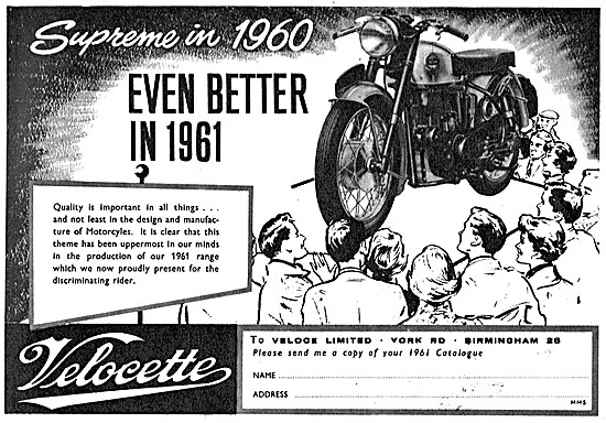 Velocette Motorcycles 1960 Advert                                