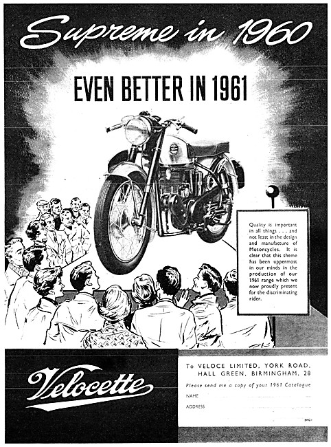 Velocette Motor Cycles 1961                                      